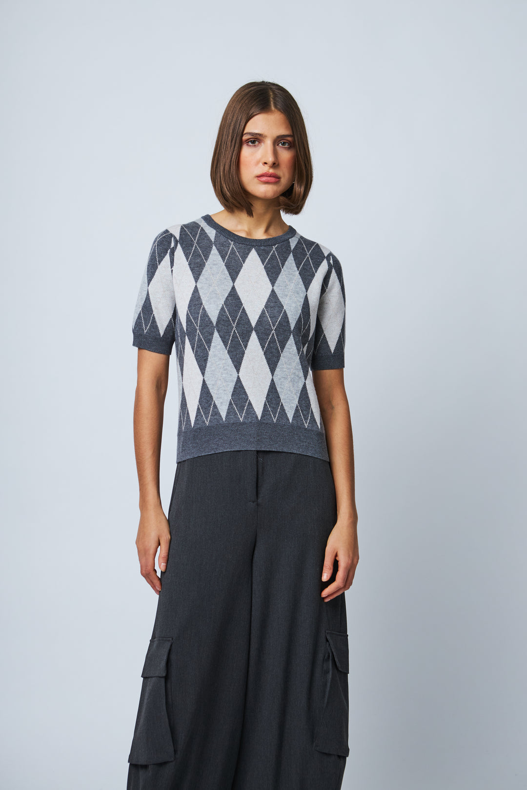 PEARL SHORT SLEEVE SWEATER (GRAPHITE DIAMOND) - LINE