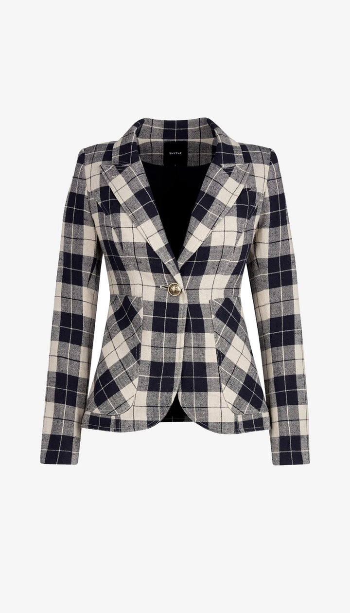 PATCH POCKET DUCHESS BLAZER (NAVY PLAID) - SMYTHE