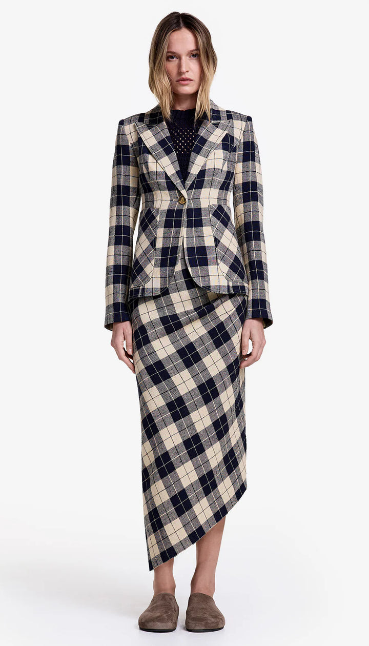 PATCH POCKET DUCHESS BLAZER (NAVY PLAID) - SMYTHE