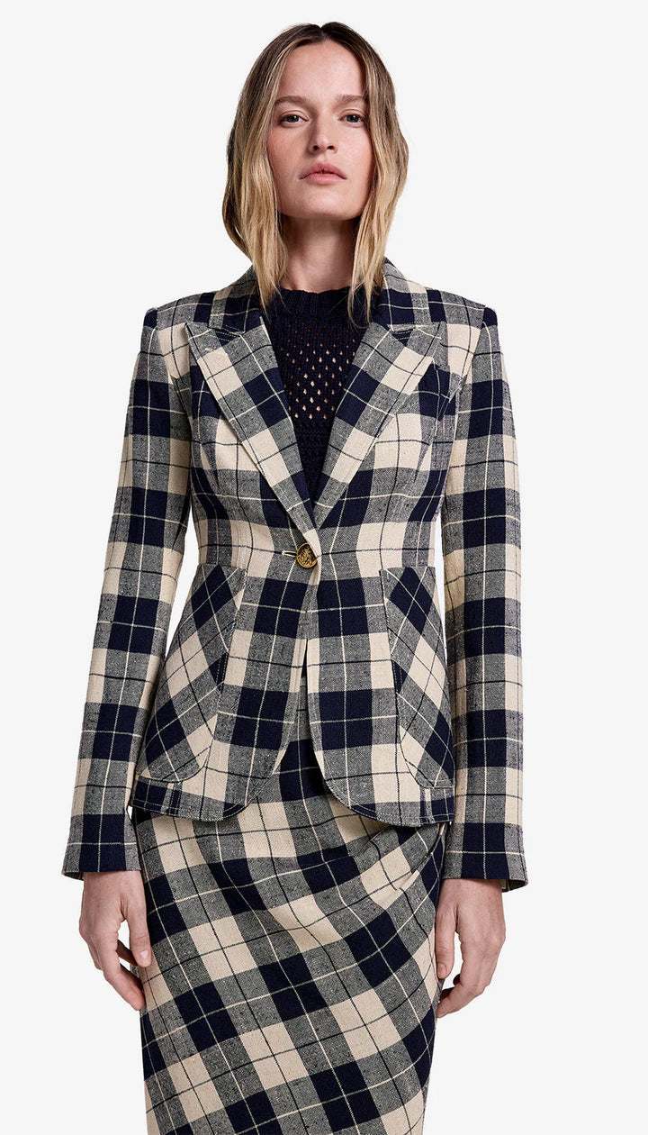 PATCH POCKET DUCHESS BLAZER (NAVY PLAID) - SMYTHE