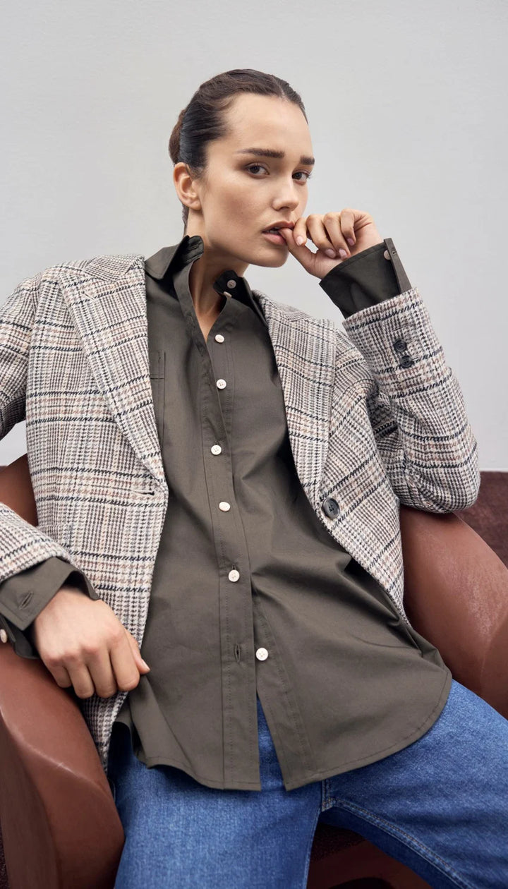 PATCH POCKET 90'S BLAZER (NEUTRAL GLEN CHECK) - SMYTHE