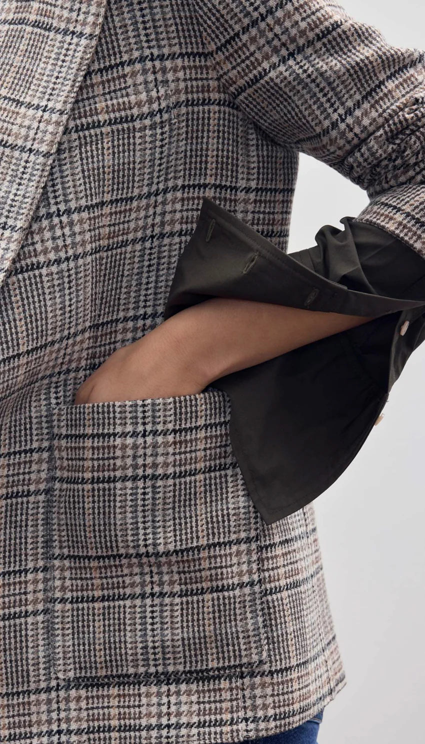 PATCH POCKET 90'S BLAZER (NEUTRAL GLEN CHECK) - SMYTHE