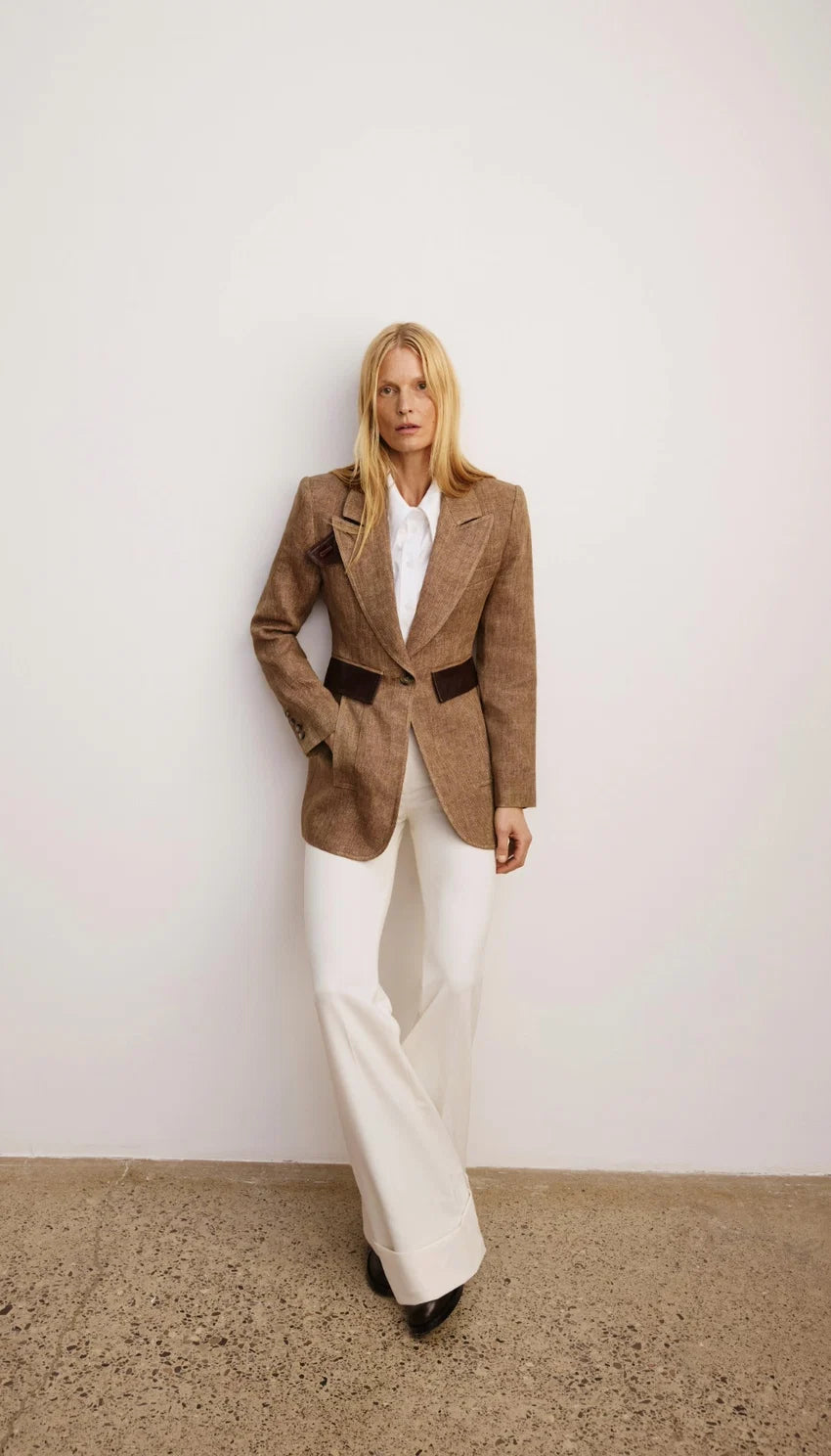 TAILORED BOYFRIEND BLAZER (BROWN MULTI) - SMYTHE