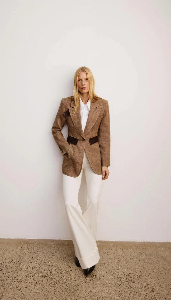 TAILORED BOYFRIEND BLAZER (BROWN MULTI) - SMYTHE