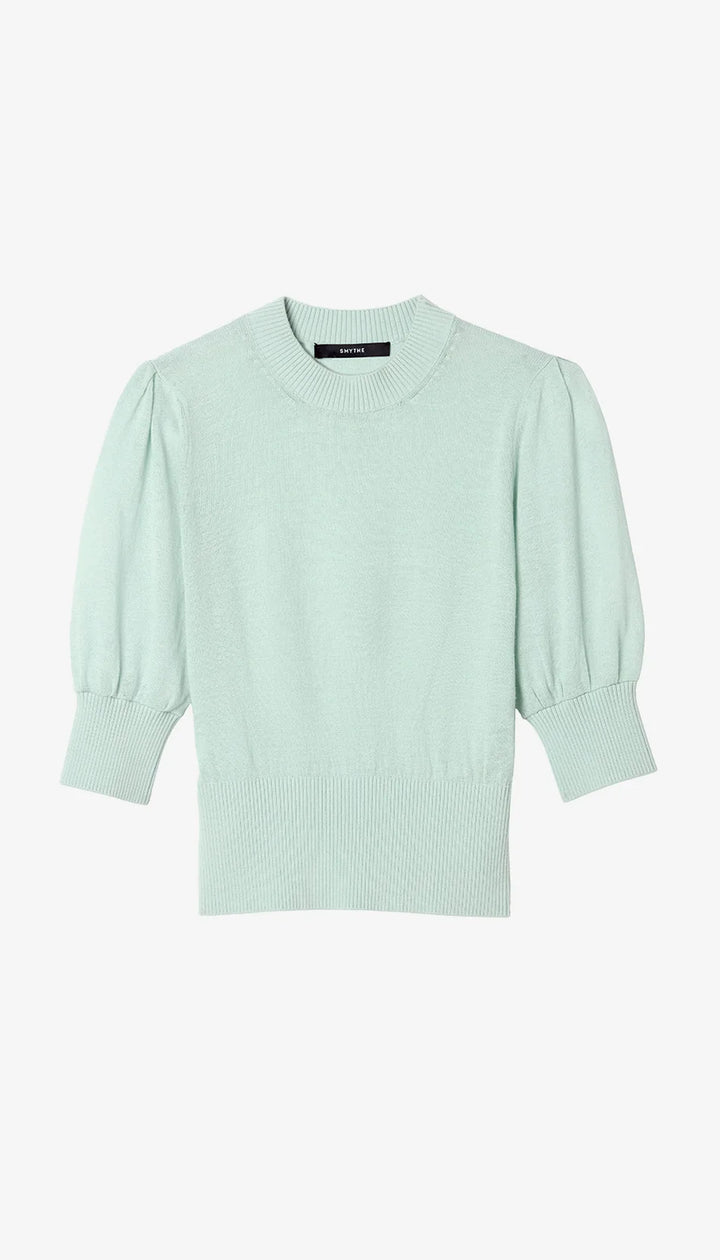 CROPPED POUF SLEEVE SWEATER (AQUA) - SMYTHE