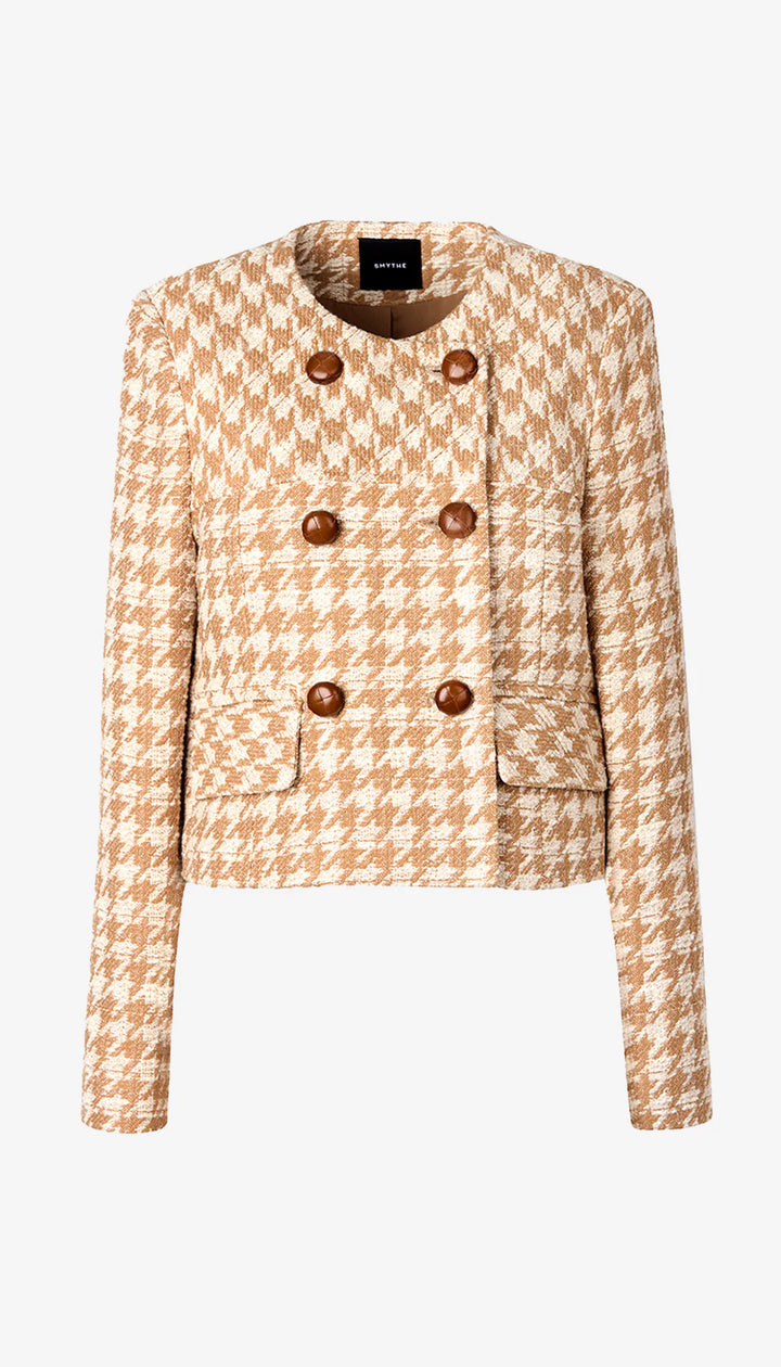 COLLARLESS DB MINI JACKET (TAN) - SMYTHE