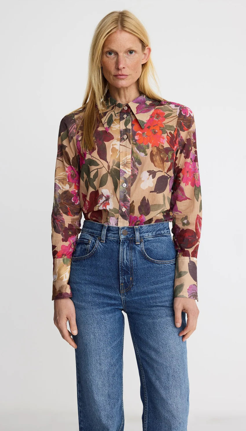 POINT COLLAR SHIRT (BROWN MULTI) - SMYTHE