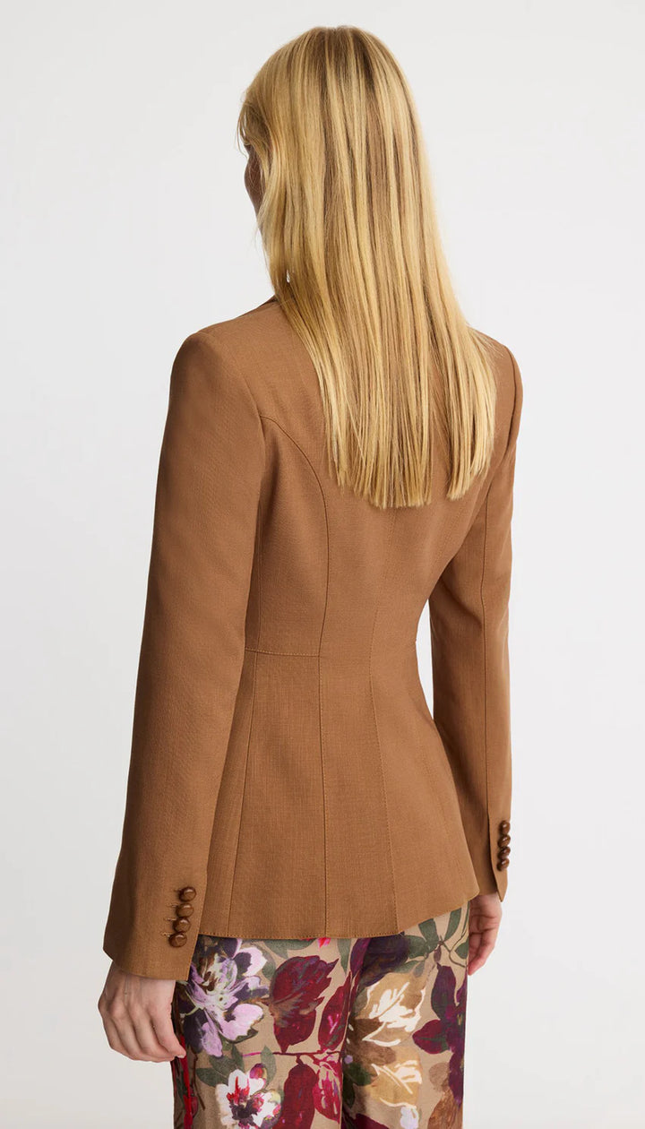 BLOCKED SEAMED BLAZER (BROWN) - SMYTHE