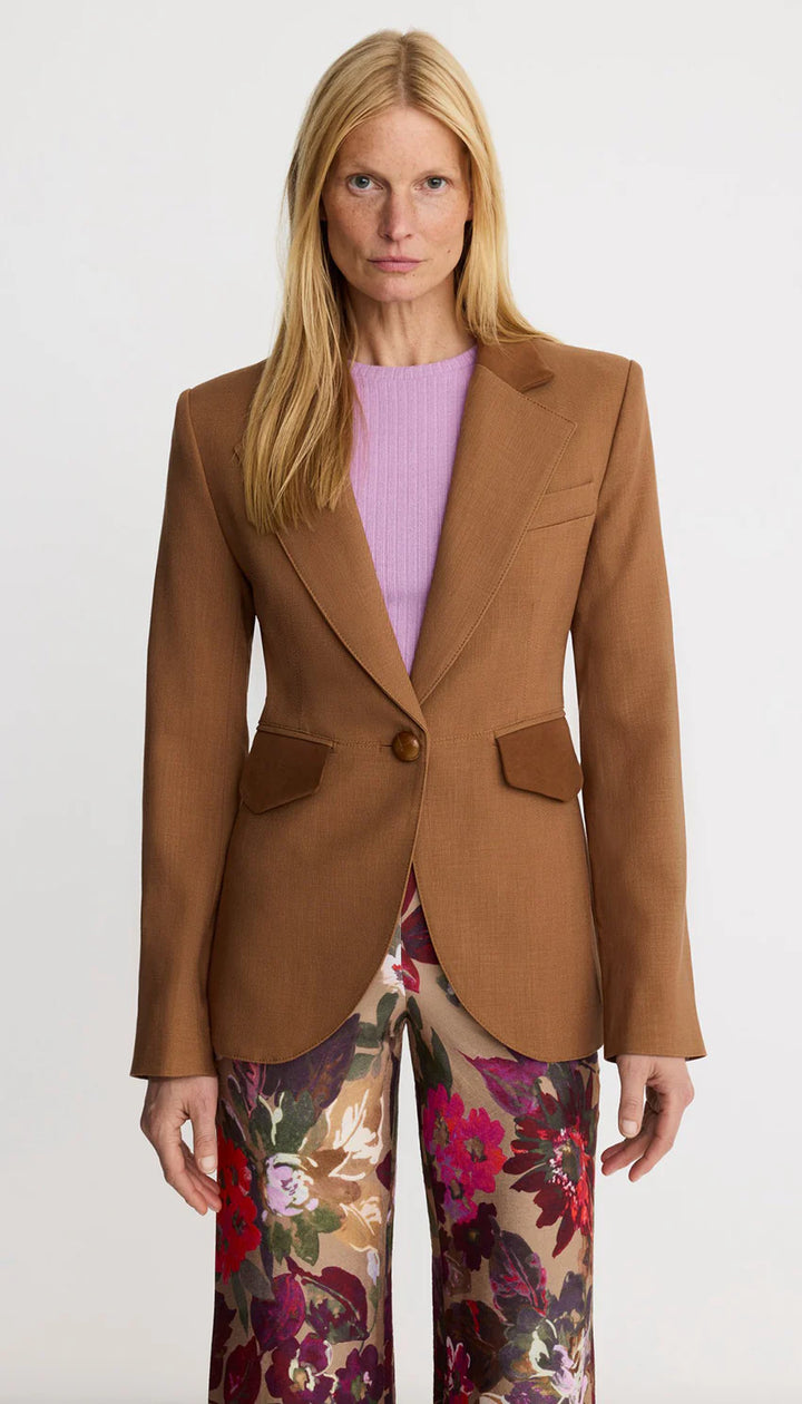 BLOCKED SEAMED BLAZER (BROWN) - SMYTHE