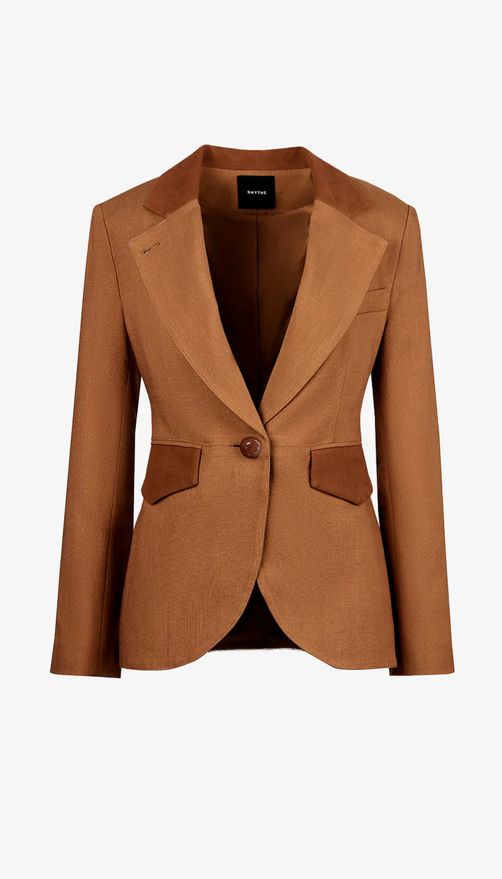 BLOCKED SEAMED BLAZER (BROWN) - SMYTHE
