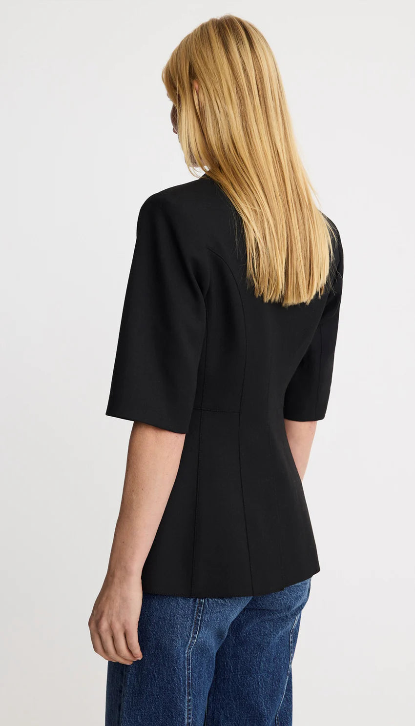 SHORT SLEEVE SEAMED BLAZER (BLACK) - SMYTHE
