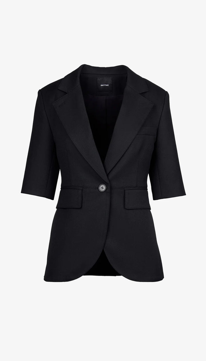SHORT SLEEVE SEAMED BLAZER (BLACK) - SMYTHE
