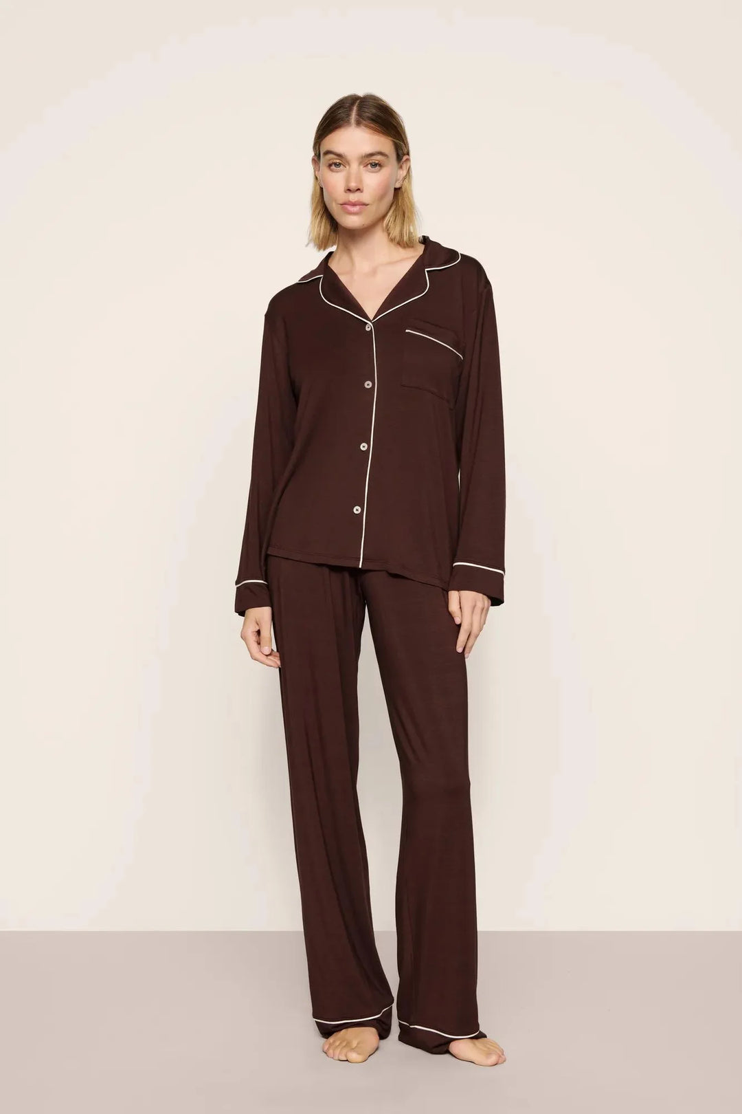 GISELE LONG PJ SET (CHOCOLATE/IVORY) - EBERJEY
