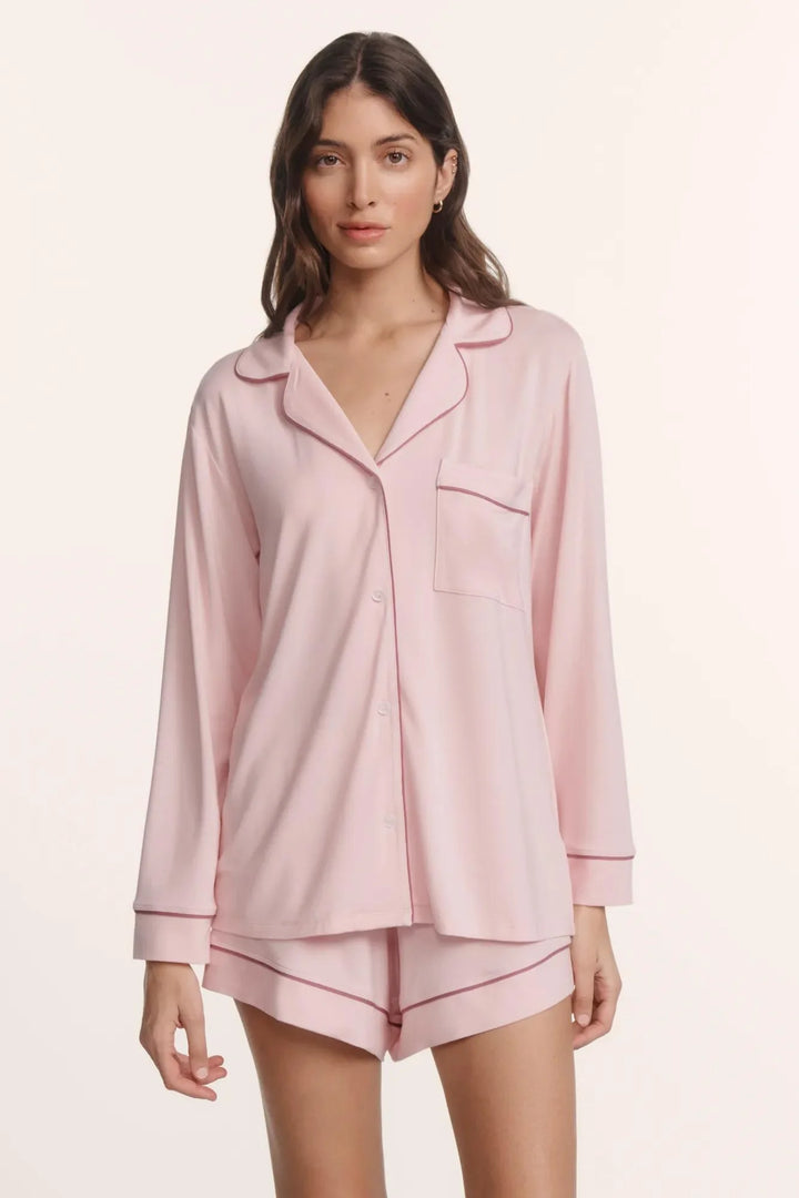 GISELE L/S SHORT PJ SET (PALE PINK/FIG) - EBERJEY