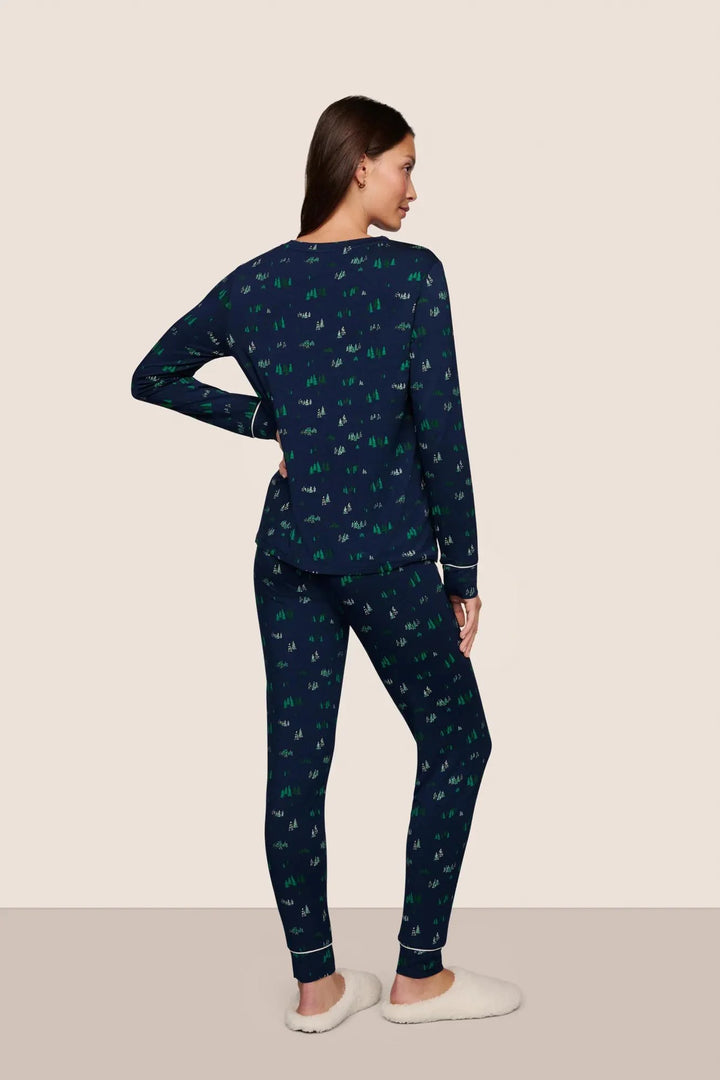 GISELE PRINTED CREWNECK PJ (FOREST PINE NAVY/IVORY) - EBERJEY