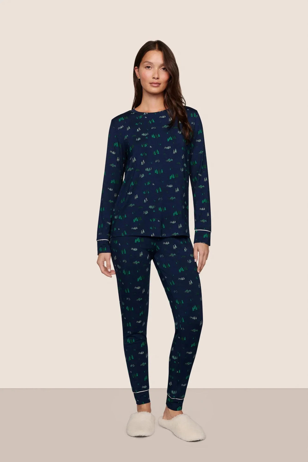 GISELE PRINTED CREWNECK PJ (FOREST PINE NAVY/IVORY) - EBERJEY