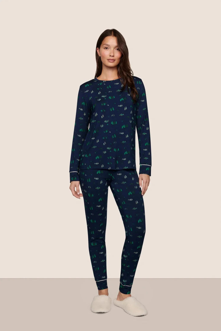 GISELE PRINTED CREWNECK PJ (FOREST PINE NAVY/IVORY) - EBERJEY