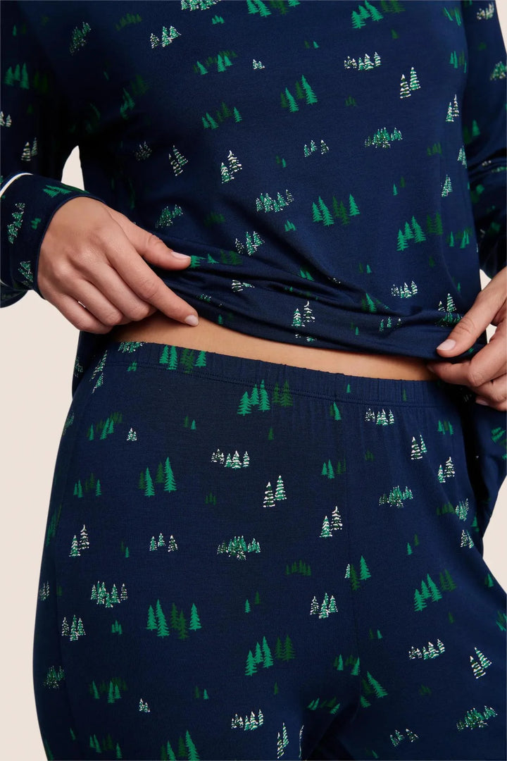 GISELE PRINTED CREWNECK PJ (FOREST PINE NAVY/IVORY) - EBERJEY