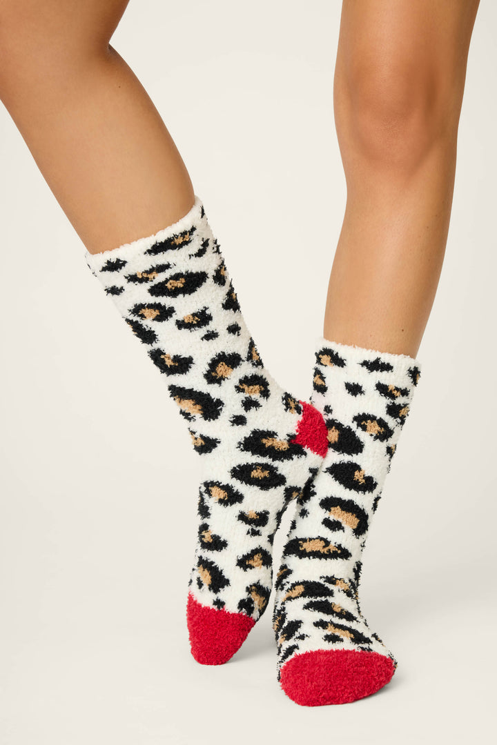 CHEETAH COZY SOCKS WITH GRIP - PJ SALVAGE