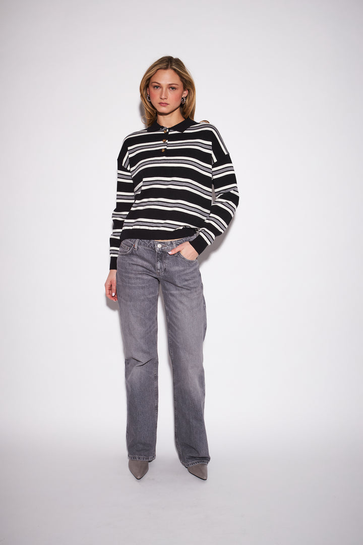 POPPY STRIPE SWEATER (ONXY STRIPE) - JOHN+JENN