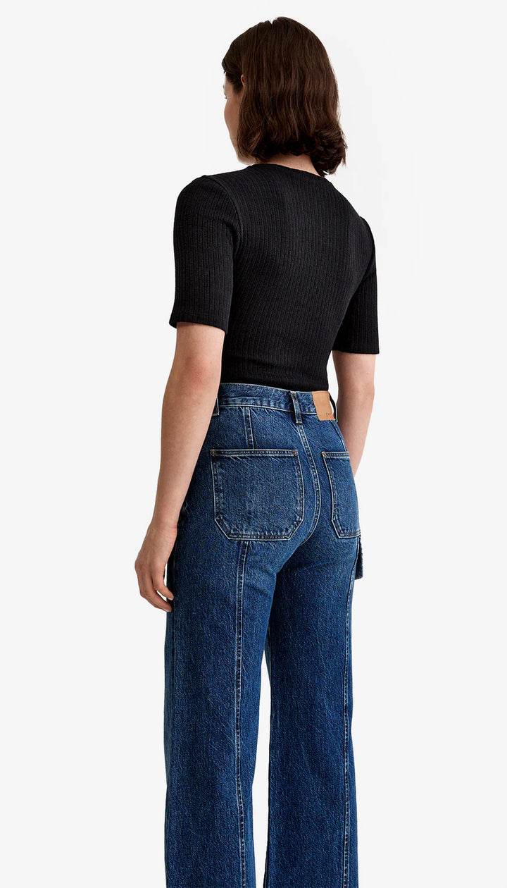 ELBOW SLEEVE KNIT CREWNECK (BLACK) - SMYTHE