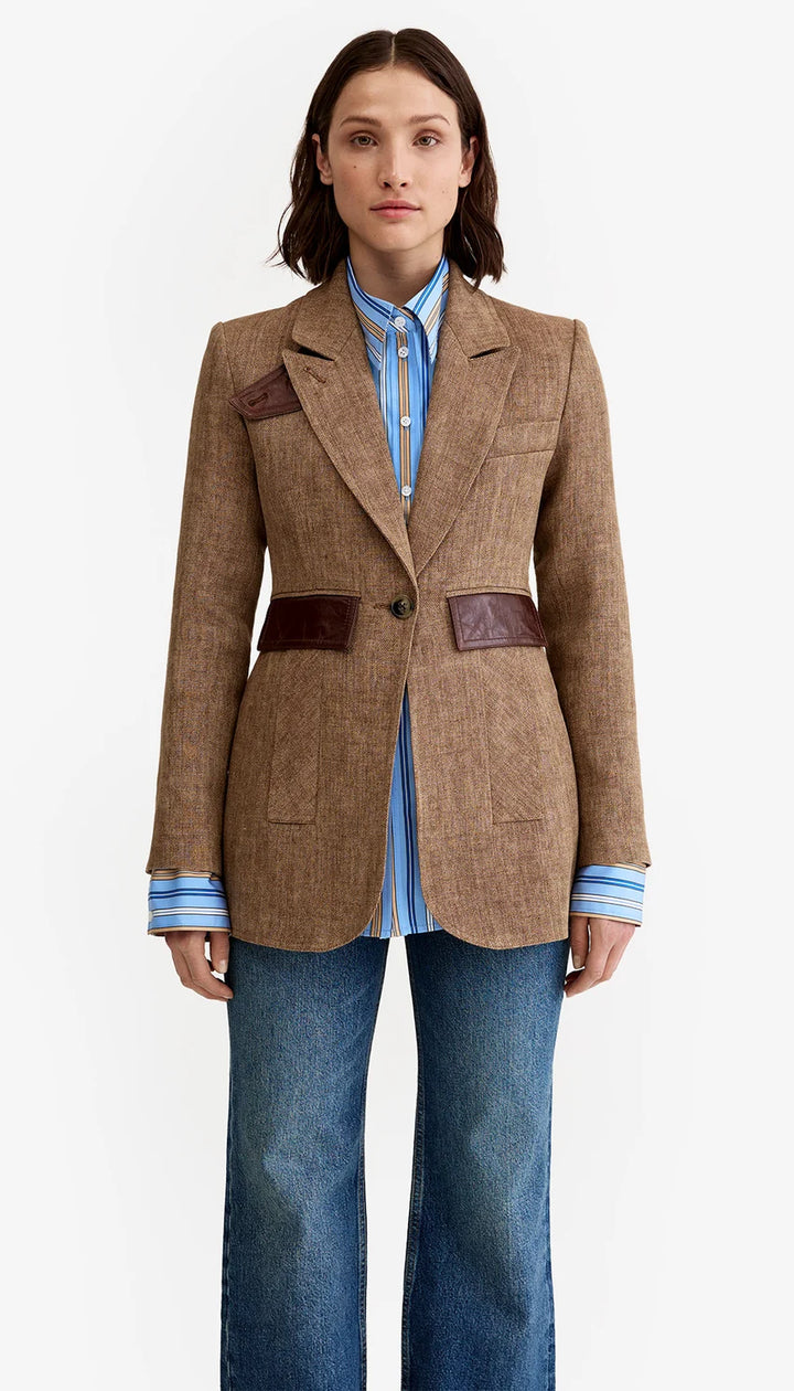 TAILORED BOYFRIEND BLAZER (BROWN MULTI) - SMYTHE
