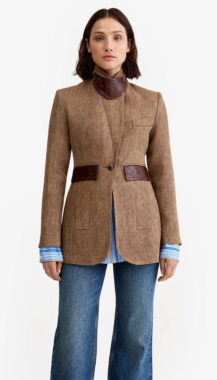 TAILORED BOYFRIEND BLAZER (BROWN MULTI) - SMYTHE