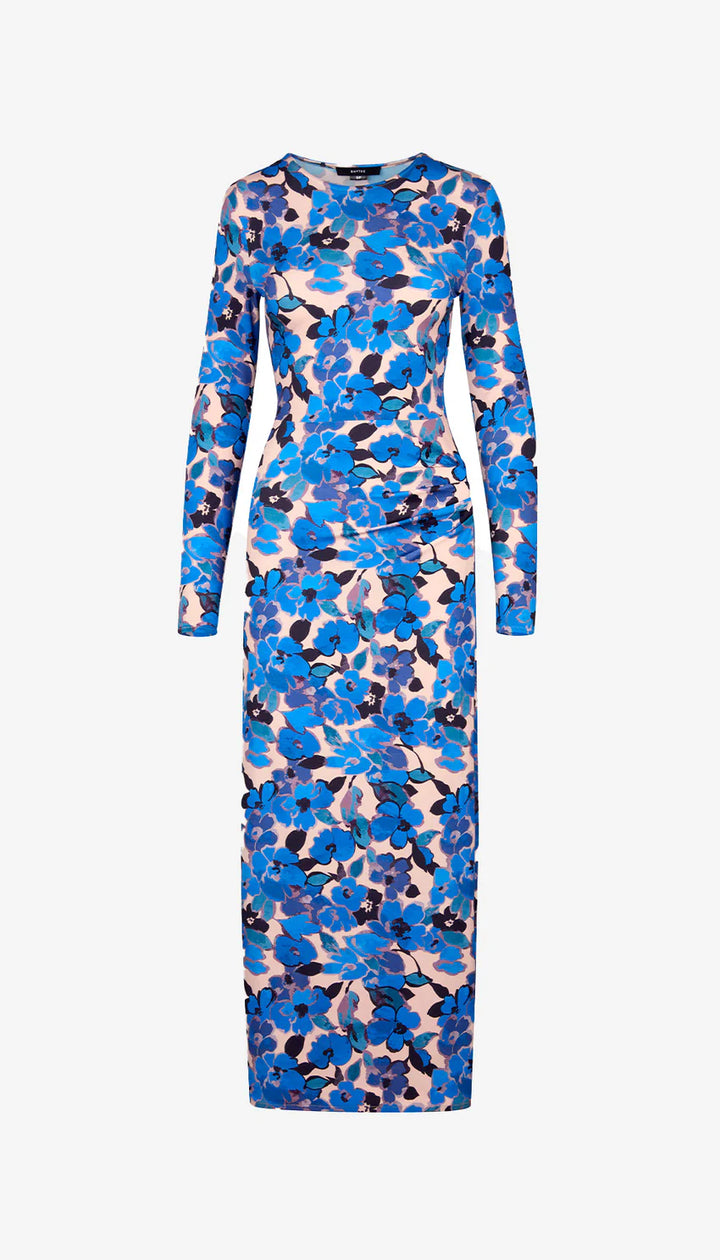RUCHED CREWNECK MIDI DRESS (BLUSH/BLUE) - SMYTHE