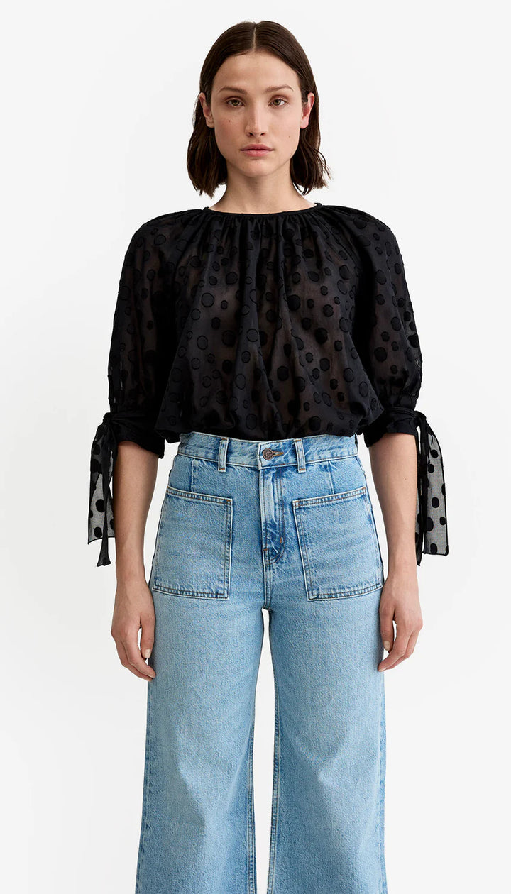 TIE SLEEVE BLOUSE (BLACK) - SMYTHE
