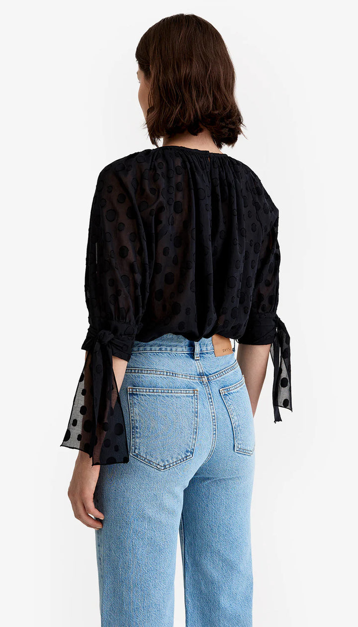 TIE SLEEVE BLOUSE (BLACK) - SMYTHE