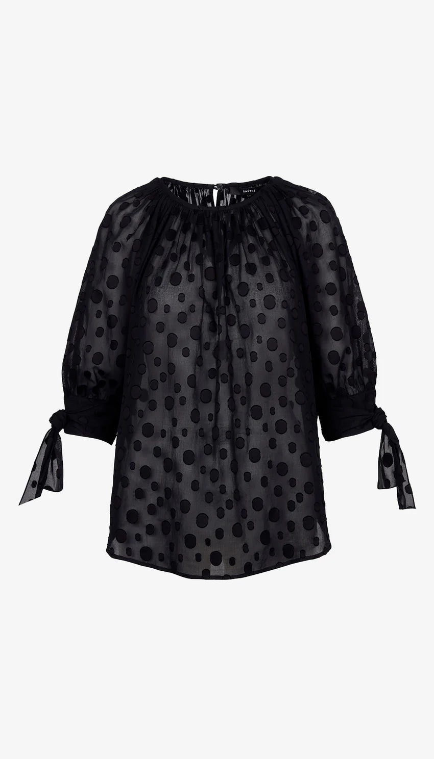 TIE SLEEVE BLOUSE (BLACK) - SMYTHE