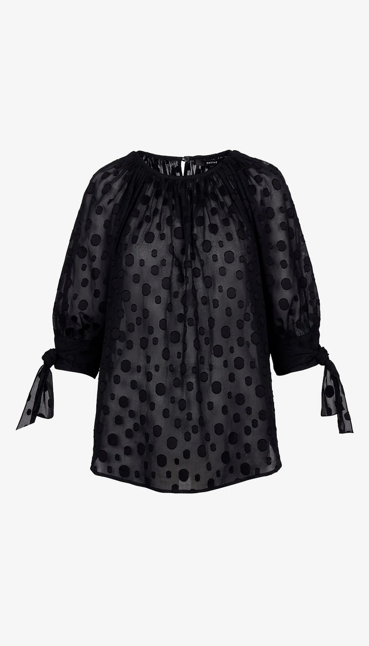 TIE SLEEVE BLOUSE (BLACK) - SMYTHE