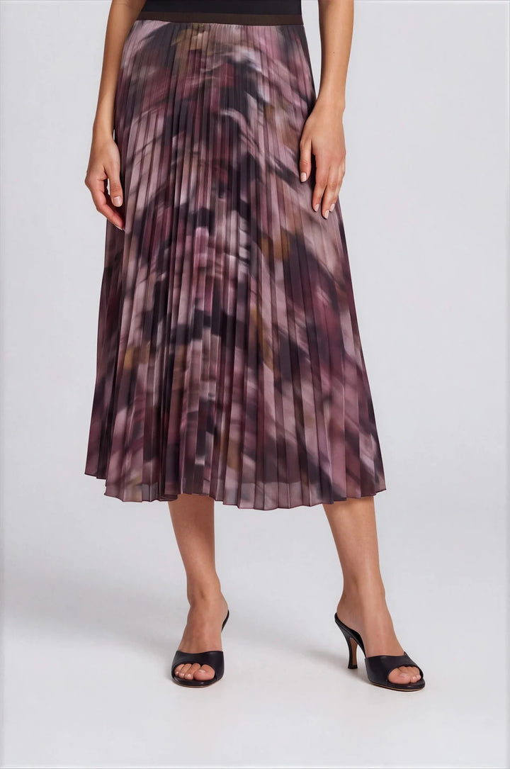 AUTUMN BLOOM PLEATED SKIRT (MAUVE FLORAL) - PURE & SIMPLE