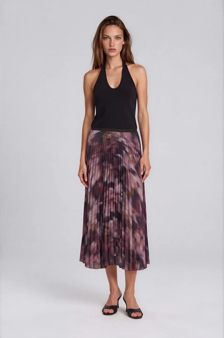 AUTUMN BLOOM PLEATED SKIRT (MAUVE FLORAL) - PURE & SIMPLE