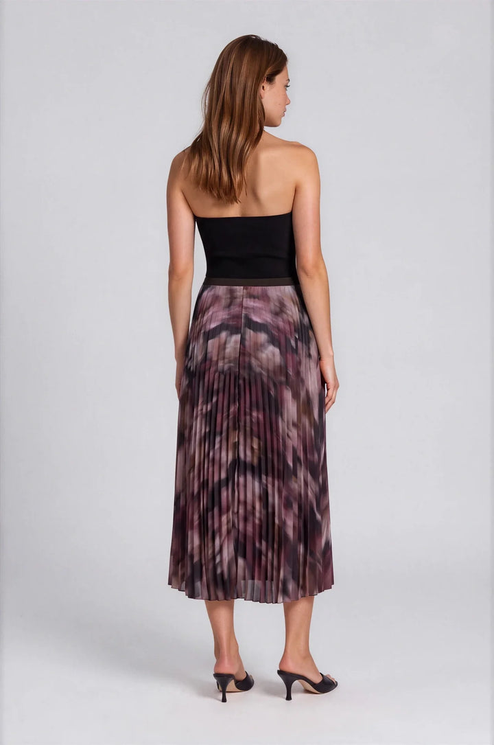 AUTUMN BLOOM PLEATED SKIRT (MAUVE FLORAL) - PURE & SIMPLE
