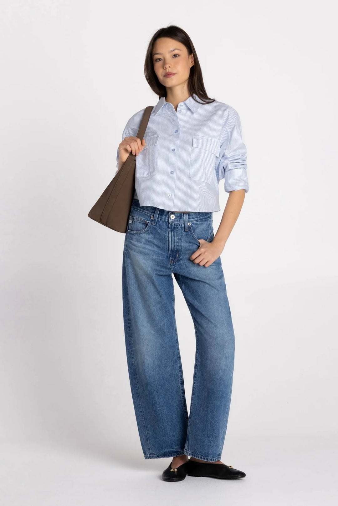 THE MODERN CROPPED SHIRT (ICY STRIPES) - PURE & SIMPLE