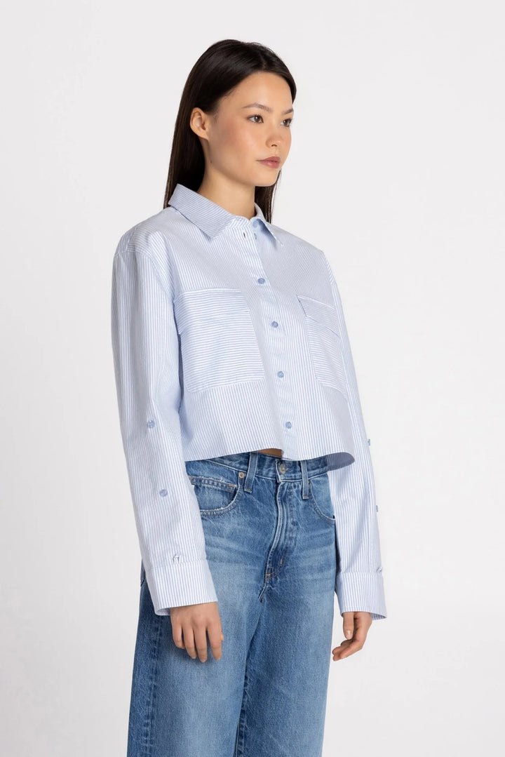 THE MODERN CROPPED SHIRT (ICY STRIPES) - PURE & SIMPLE