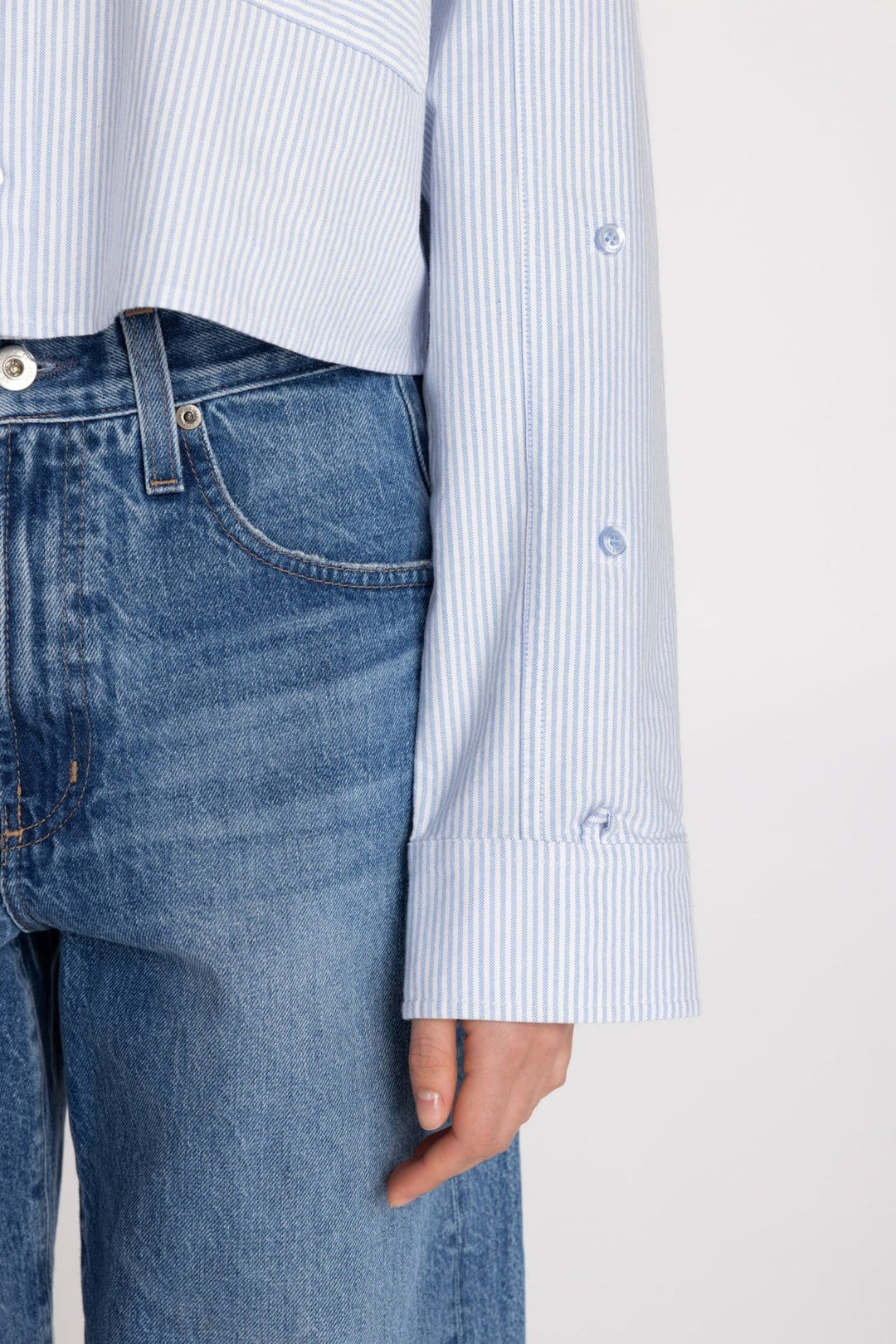 THE MODERN CROPPED SHIRT (ICY STRIPES) - PURE & SIMPLE