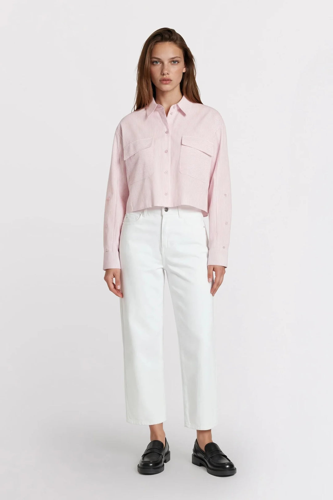 THE MODERN CROPPED SHIRT (ROSY STRIPES) - PURE & SIMPLE