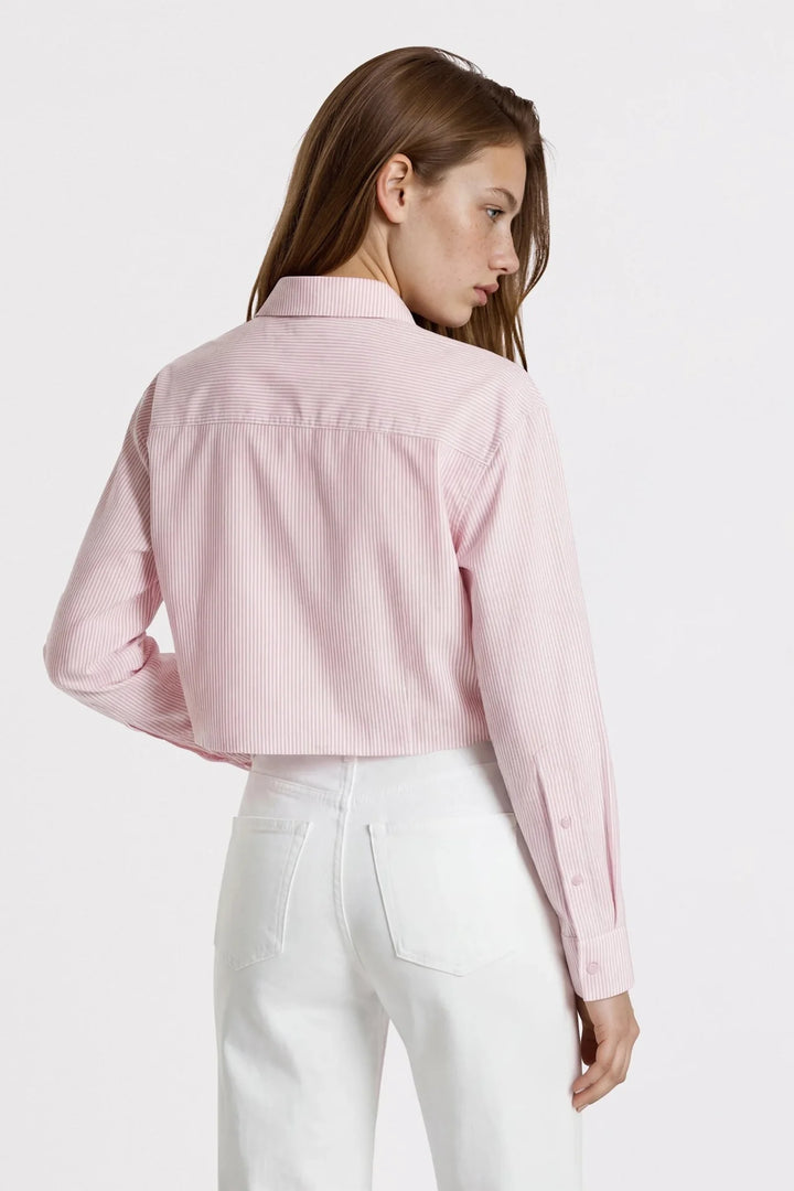 THE MODERN CROPPED SHIRT (ROSY STRIPES) - PURE & SIMPLE