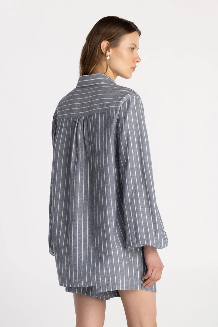 THE WEEKENDER SHIRT (NAVY SAND STRIPE) - PURE & SIMPLE