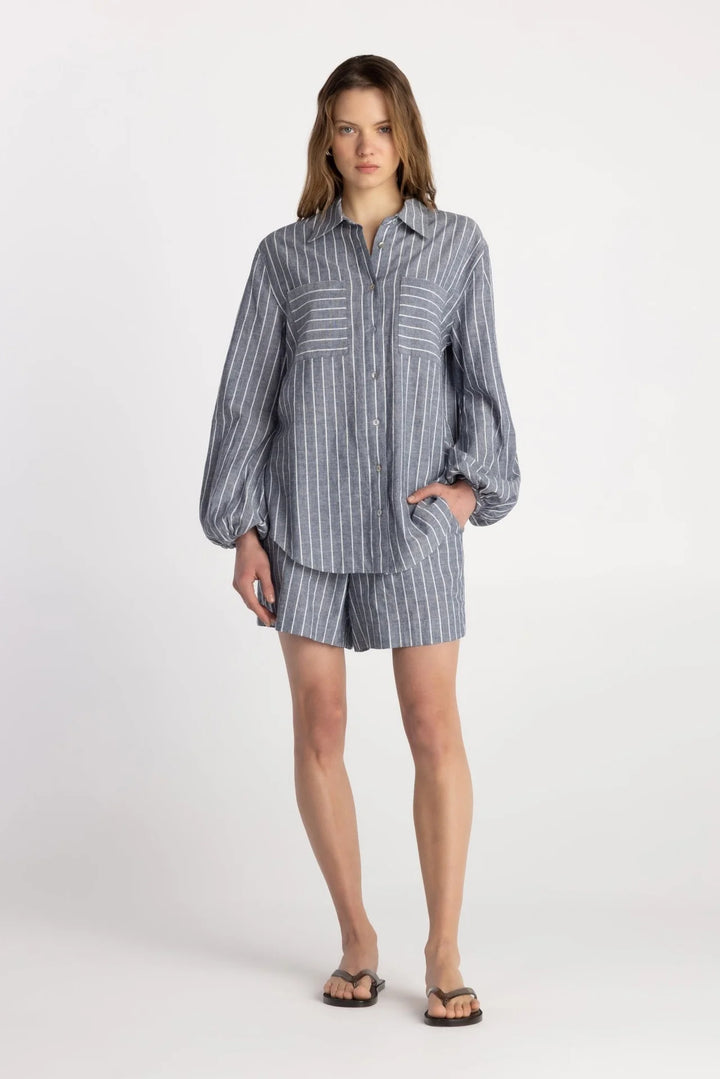 THE WEEKENDER SHORT (NAVY SAND STRIPE) - PURE & SIMPLE