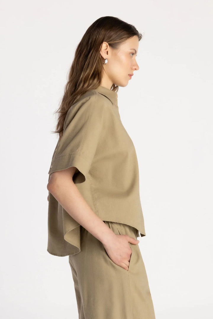 THE BIRGIT SHIRT (MUTED TAUPE) - PURE & SIMPLE