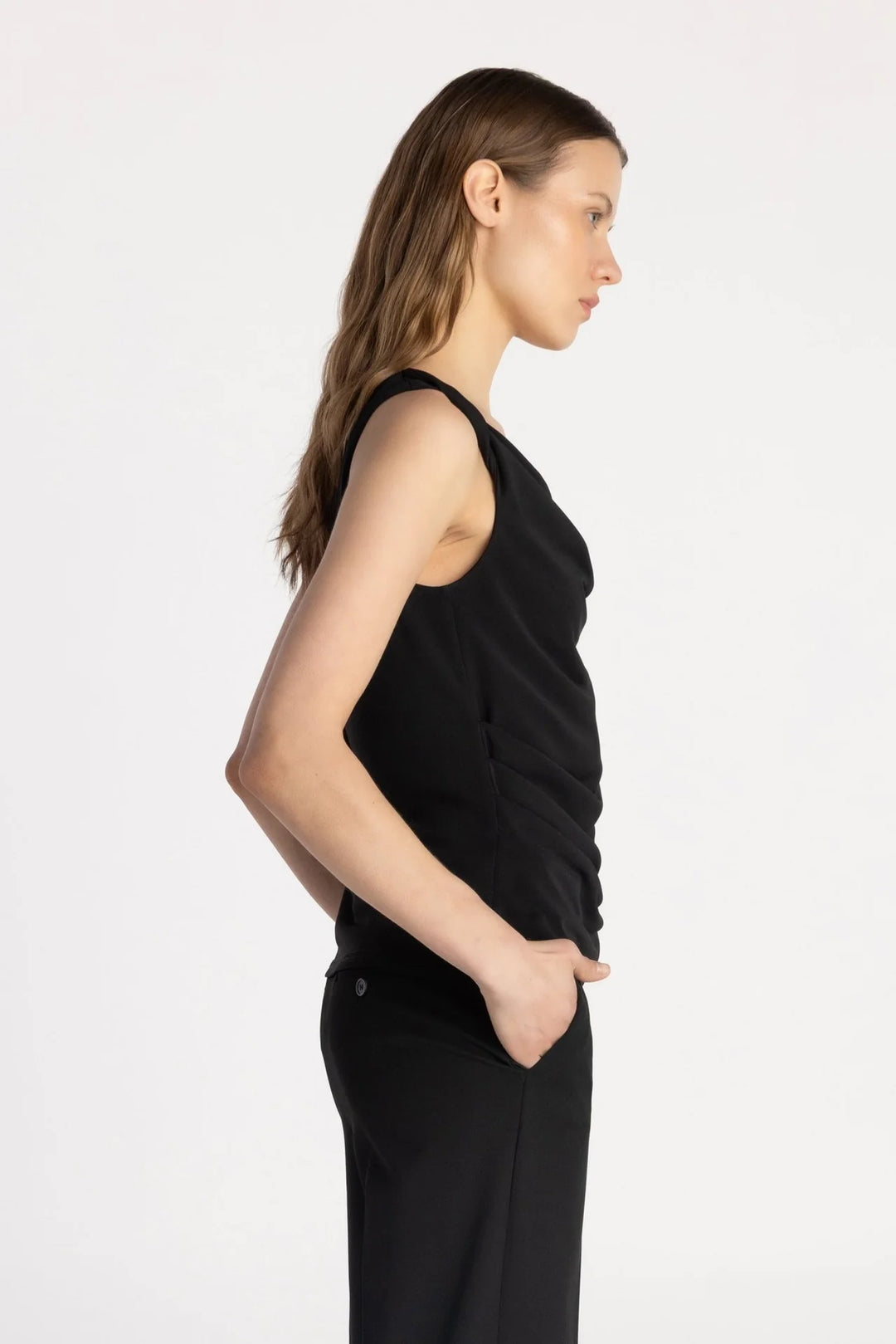 THE SALO DRAPE TOP (SHADOW) - PURE & SIMPLE