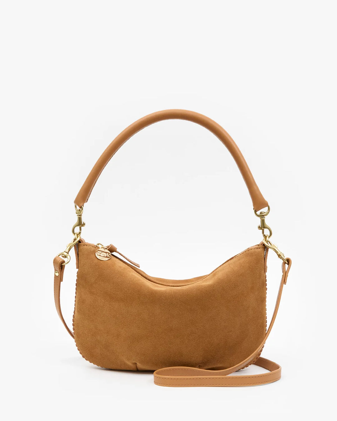 PETIT MOYEN MESSENGER W/ WHIPSTITCH (SUEDE CARAMEL) - CLARE V.