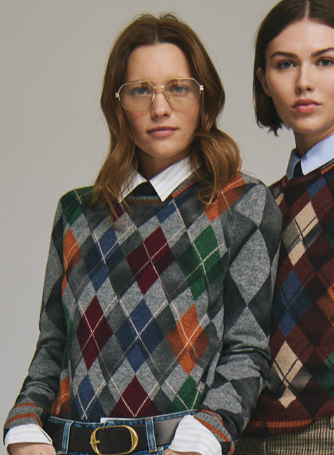 INKED ARGYLE CREWNECK - AUTUMN CASHMERE