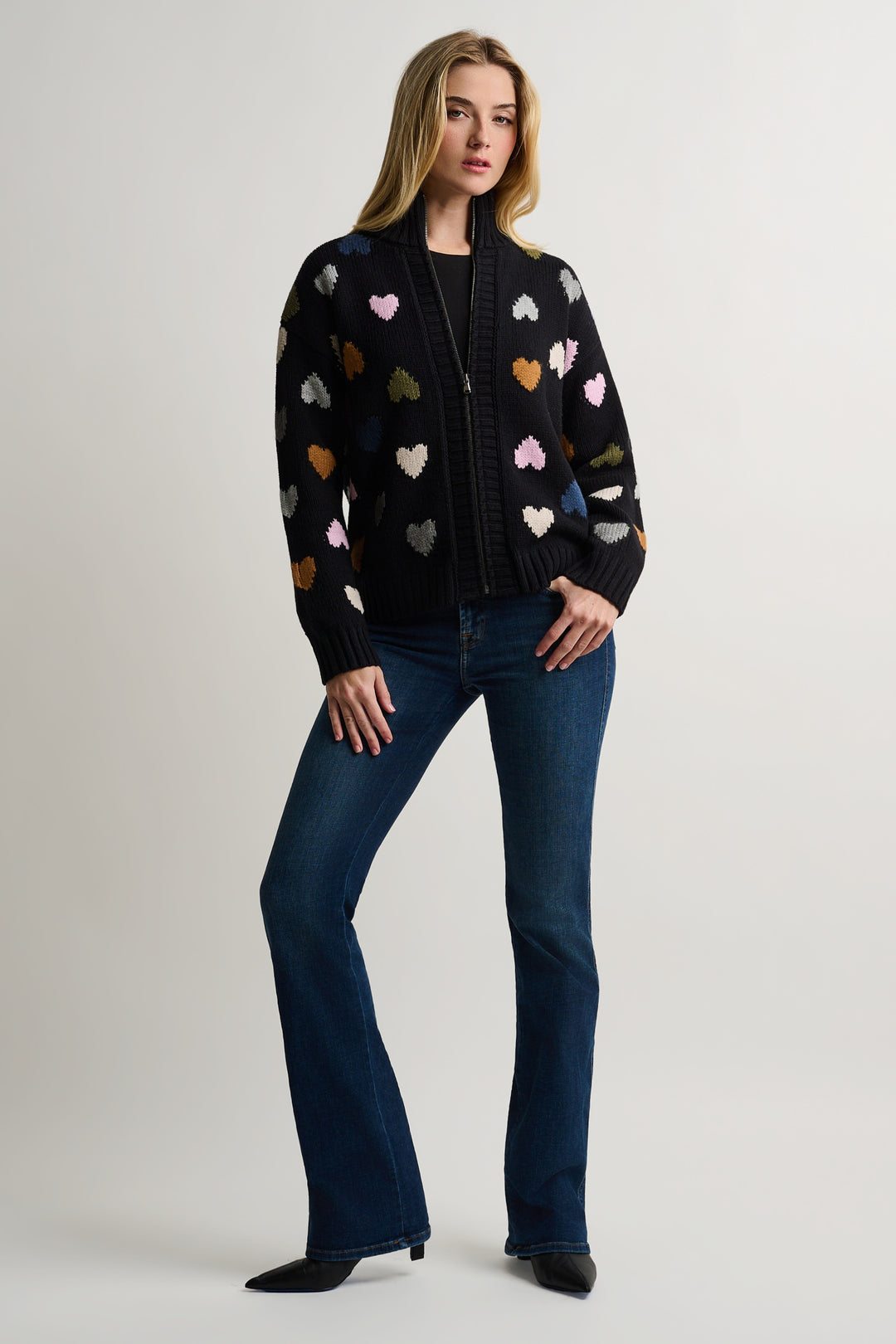 LOVE ZIP SWEATER (BLACK) - LISA TODD