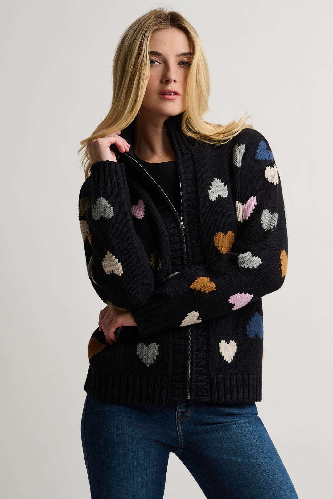 LOVE ZIP SWEATER (BLACK) - LISA TODD