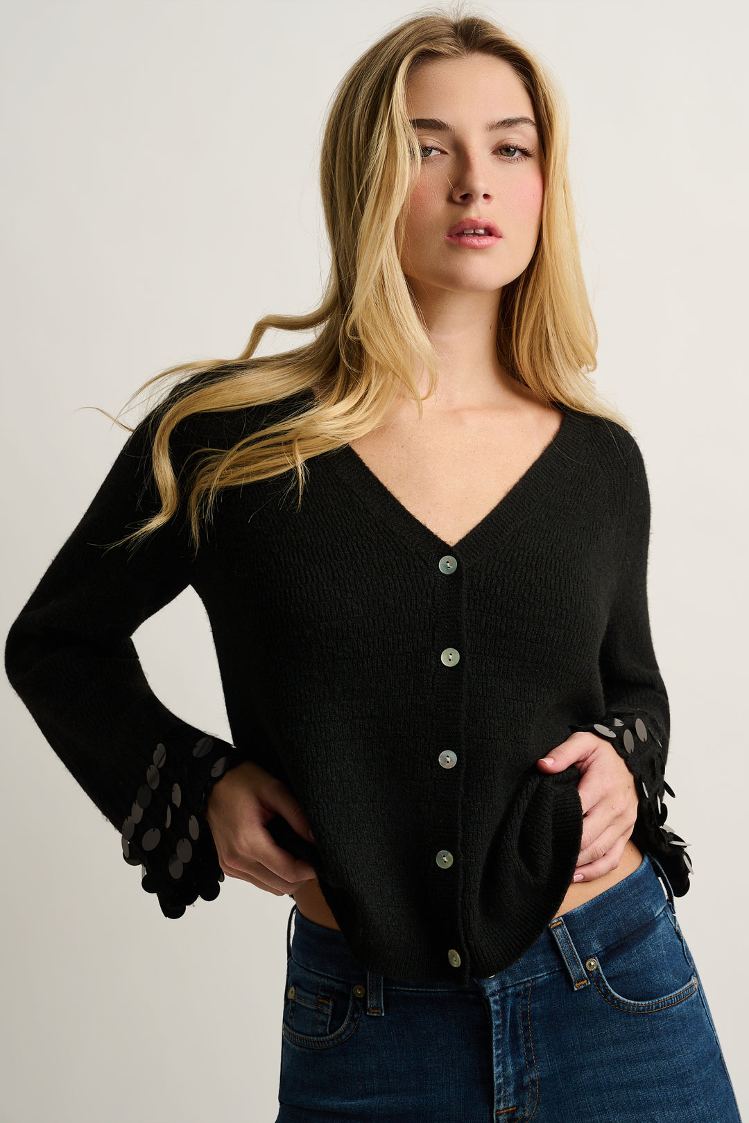 SHIMMY CARDIGAN (BLACK) - LISA TODD