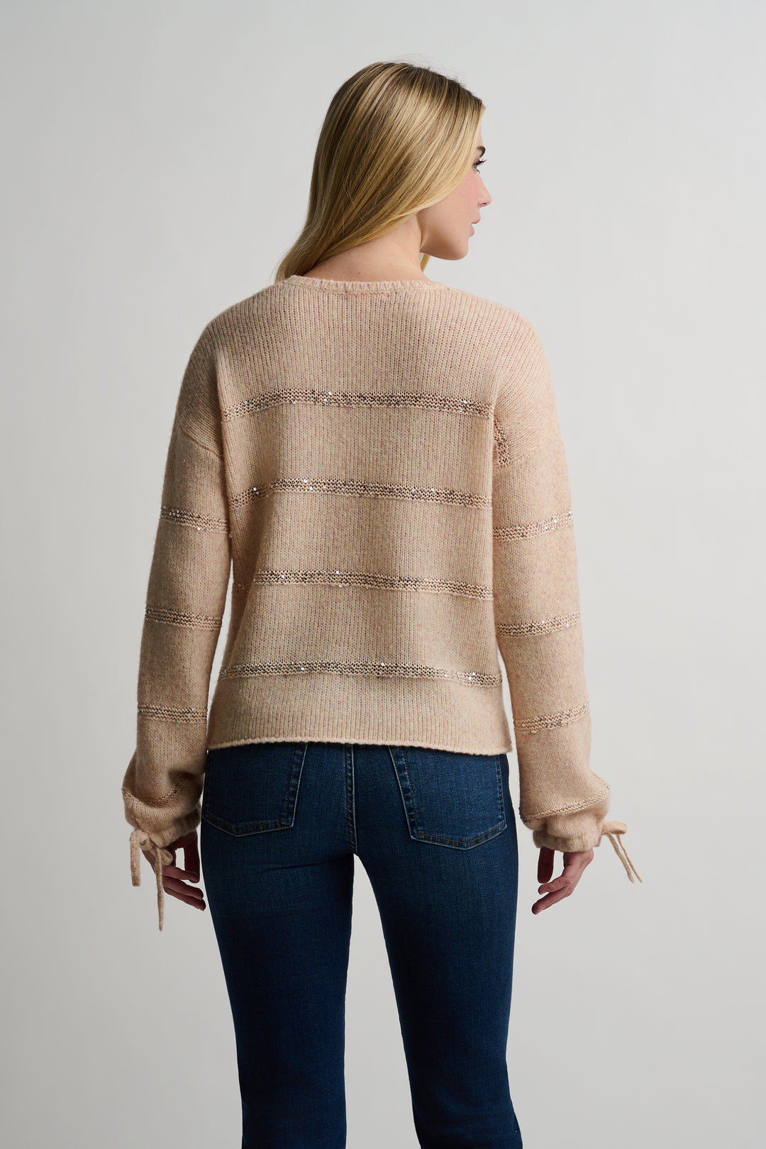 SHIMMER STRIPE SWEATER (BLUSH) - LISA TODD